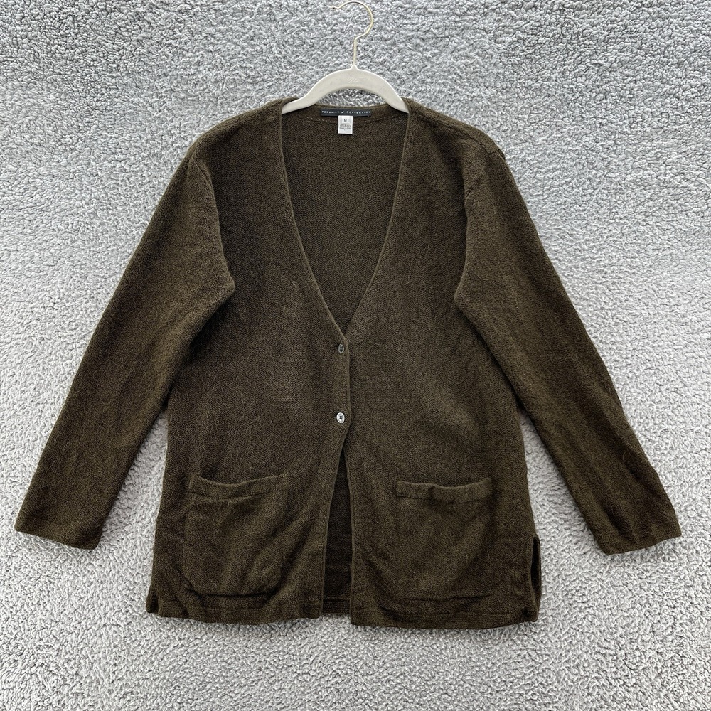 Peruvian Connection Sweater Medium Brown Alpaca Boho Button Tunic Cardigan‎